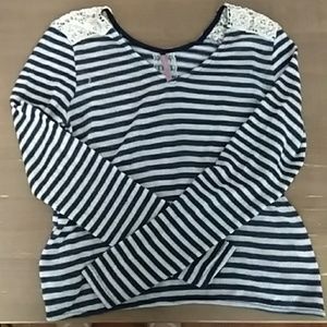 MAUVE blue and white striped sweater